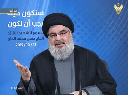 El secretario general de Hezbolá Sayyed Hassan Nasrolá Hezbolá asegura que no abandona el terreno de batalla contra los takfiríes